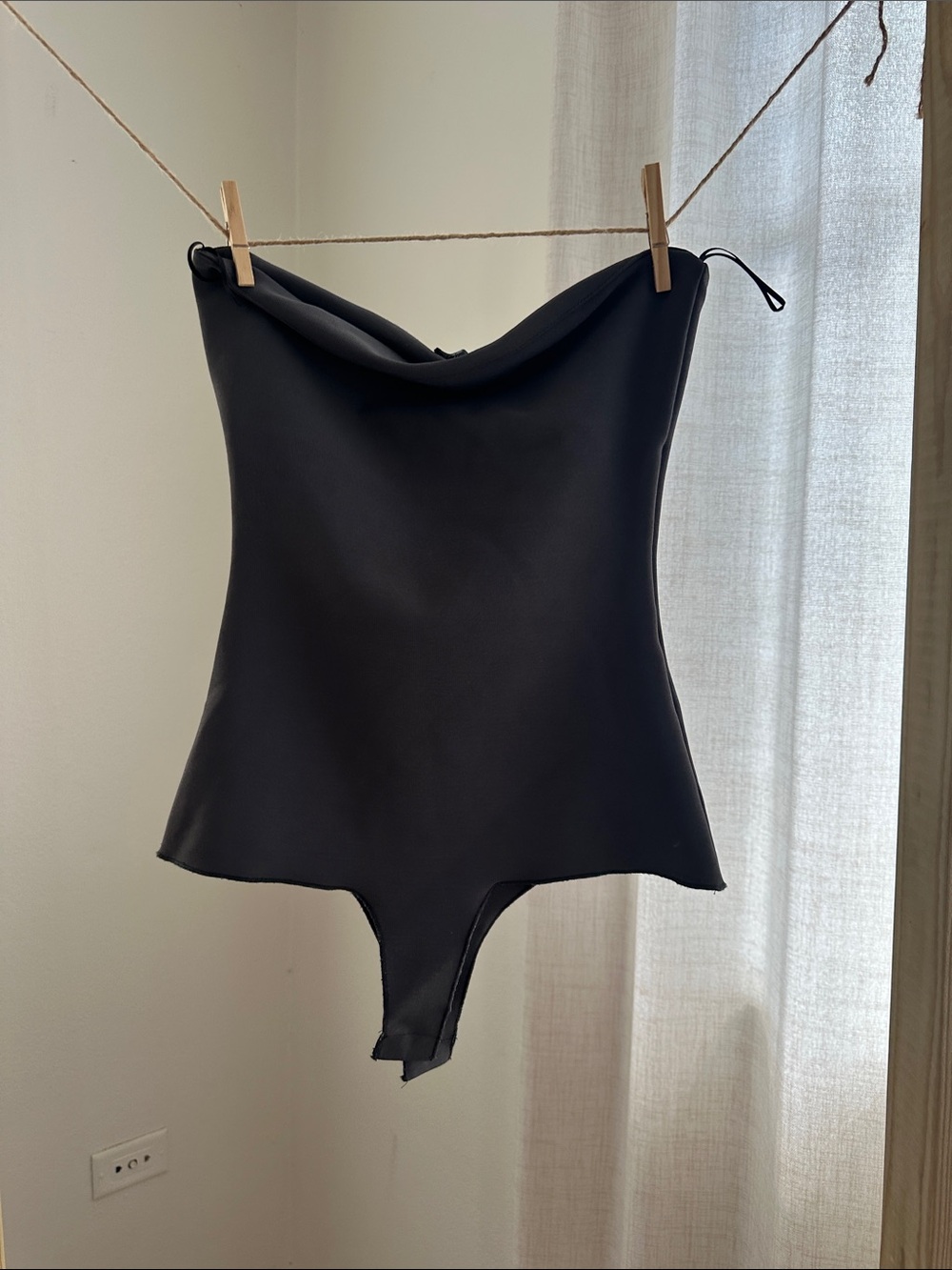 Zara Black Strapless Bodysuit - Sleek Minimal Silhouette